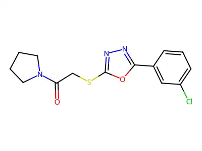 2-((5-(3-Chlorophenyl)-1,3,4-oxadiazol-2-yl)thio)-1-(pyrrolidin-1-yl)ethanone structure
