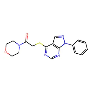 1-morpholino-2-((1-phenyl-1H-pyrazolo[3,4-d]pyrimidin-4-yl)thio)ethanone structure