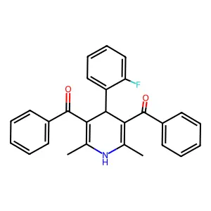 [4-(2-fluorophenyl)-2,6-dimethyl-1,4-dihydropyridine-3,5-diyl]bis(phenylmethanone) structure