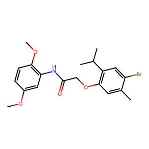 2-(4-bromo-2-isopropyl-5-methylphenoxy)-N-(2,5-dimethoxyphenyl)acetamide structure