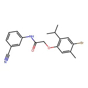 2-(4-bromo-2-isopropyl-5-methylphenoxy)-N-(3-cyanophenyl)acetamide structure
