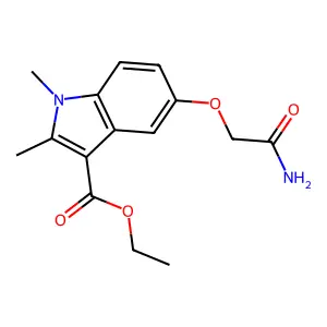 ethyl 5-(2-amino-2-oxoethoxy)-1,2-dimethyl-1H-indole-3-carboxylate structure