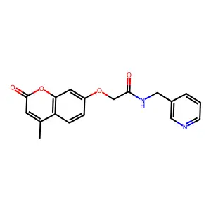 2-(4-methyl-2-oxochromen-7-yl)oxy-N-(pyridin-3-ylmethyl)acetamide structure