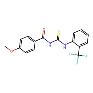 4-methoxy-N-[[2-(trifluoromethyl)phenyl]carbamothioyl]benzamide structure