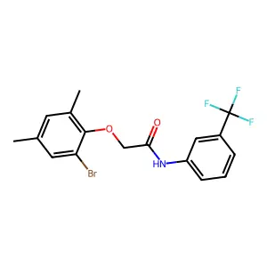 2-(2-bromo-4,6-dimethylphenoxy)-N-[3-(trifluoromethyl)phenyl]acetamide structure