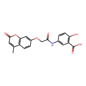 2-Hydroxy-5-[[2-(4-methyl-2-oxochromen-7-yl)oxyacetyl]amino]benzoic acid structure