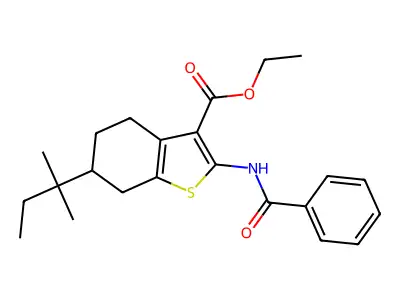 ethyl 2-benzamido-6-(2-methylbutan-2-yl)-4,5,6,7-tetrahydro-1-benzothiophene-3-carboxylate structure