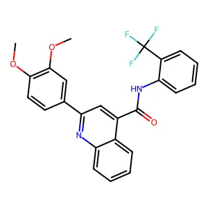 2-(3,4-dimethoxyphenyl)-N-[2-(trifluoromethyl)phenyl]quinoline-4-carboxamide structure