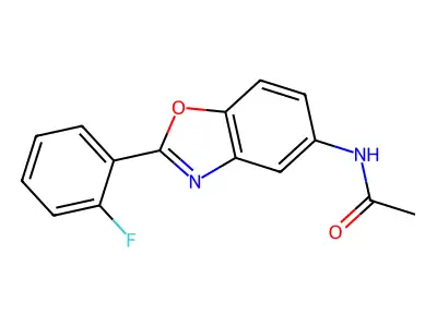 N-[2-(2-fluorophenyl)-1,3-benzoxazol-5-yl]acetamide structure