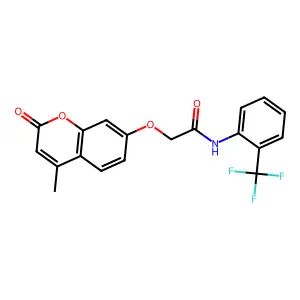 2-(4-methyl-2-oxochromen-7-yloxy)-N-[2-(trifluoromethyl)phenyl]acetamide structure