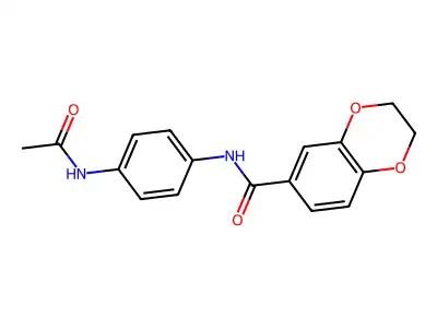 N-(4-acetamidophenyl)-2,3-dihydro-1,4-benzodioxine-6-carboxamide structure