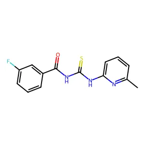 3-fluoro-N-[(6-methylpyridin-2-yl)carbamothioyl]benzamide structure