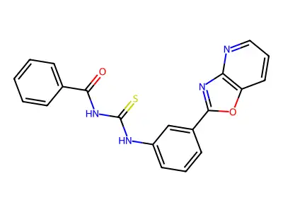 N-benzoyl-N'-(3-[1,3]oxazolo[4,5-b]pyridin-2-ylphenyl)thiourea structure