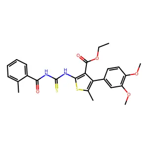 ethyl 4-(3,4-dimethoxyphenyl)-5-methyl-2-(3-(2-methylbenzoyl)thioureido)thiophene-3-carboxylate structure