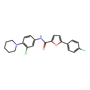 N-(3-chloro-4-piperidin-1-ylphenyl)-5-(4-fluorophenyl)furan-2-carboxamide structure