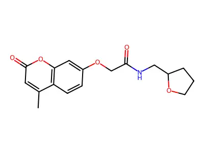 2-(4-methyl-2-oxochromen-7-yl)oxy-N-(oxolan-2-ylmethyl)acetamide structure