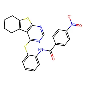 4-nitro-N-[2-(5,6,7,8-tetrahydro-[1]benzothiolo[2,3-d]pyrimidin-4-ylsulfanyl)phenyl]benzamide structure
