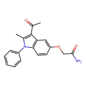 2-(3-Acetyl-2-methyl-1-phenylindol-5-yl)oxyacetamide structure