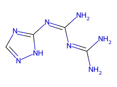 1-(diaminomethylidene)-2-(1H-1,2,4-triazol-5-yl)guanidine structure