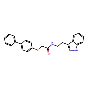 2-(biphenyl-4-yloxy)-N-[2-(1H-indol-3-yl)ethyl]acetamide structure