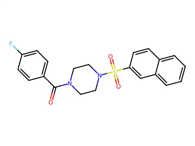 (4-Fluorophenyl)-(4-naphthalen-2-ylsulfonylpiperazin-1-yl)methanone structure