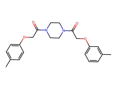 2-(4-Methylphenoxy)-1-[4-[2-(3-methylphenoxy)acetyl]piperazin-1-yl]ethanone structure