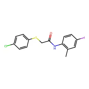 2-(4-chlorophenyl)sulfanyl-N-(4-iodo-2-methylphenyl)acetamide structure