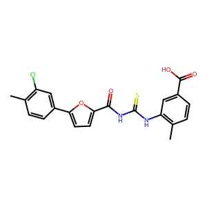 3-[({[5-(3-chloro-4-methylphenyl)furan-2-yl]carbonyl}carbamothioyl)amino]-4-methylbenzoic acid structure