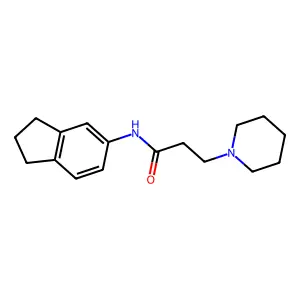 N-(2,3-dihydro-1H-inden-5-yl)-3-(piperidin-1-yl)propanamide structure