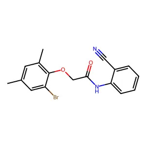 2-(2-bromo-4,6-dimethylphenoxy)-N-(2-cyanophenyl)acetamide structure