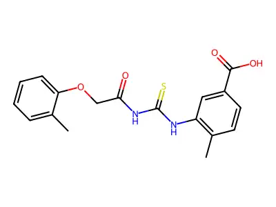 4-Methyl-3-[[2-(2-methylphenoxy)acetyl]carbamothioylamino]benzoic acid structure