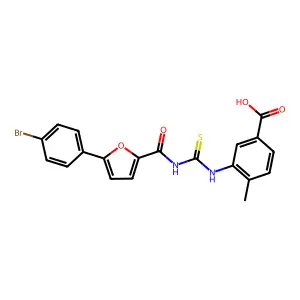 3-[[5-(4-Bromophenyl)furan-2-carbonyl]carbamothioylamino]-4-methylbenzoic acid structure