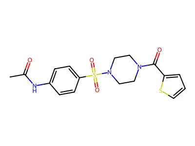 N-[4-[4-(thiophene-2-carbonyl)piperazin-1-yl]sulfonylphenyl]acetamide structure