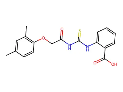 2-[[2-(2,4-Dimethylphenoxy)acetyl]carbamothioylamino]benzoic acid structure