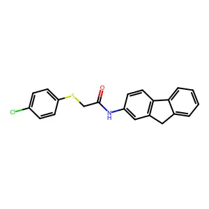 2-(4-chlorophenyl)sulfanyl-N-(9H-fluoren-2-yl)acetamide structure