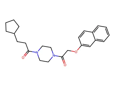 3-Cyclopentyl-1-[4-(2-naphthalen-2-yloxyacetyl)piperazin-1-yl]propan-1-one structure