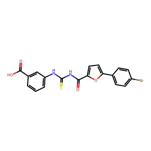 3-[({[5-(4-Bromophenyl)furan-2-yl]carbonyl}carbamothioyl)amino]benzoic acid structure