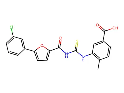 3-[[5-(3-Chlorophenyl)furan-2-carbonyl]carbamothioylamino]-4-methylbenzoic acid structure