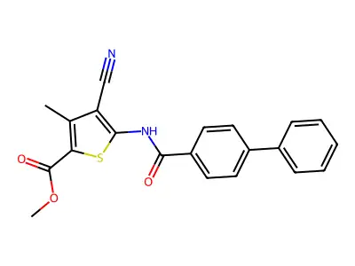 Methyl 4-cyano-3-methyl-5-[(4-phenylbenzoyl)amino]thiophene-2-carboxylate structure