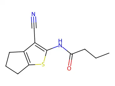 N-(3-cyano-5,6-dihydro-4H-cyclopenta[b]thiophen-2-yl)butanamide structure