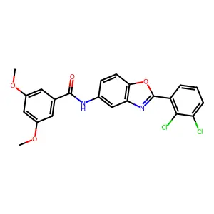 N-[2-(2,3-dichlorophenyl)-1,3-benzoxazol-5-yl]-3,5-dimethoxybenzamide structure