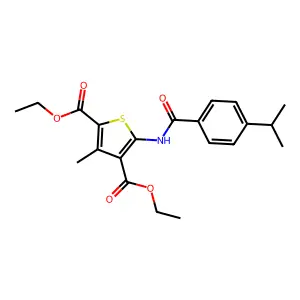 diethyl 3-methyl-5-({[4-(propan-2-yl)phenyl]carbonyl}amino)thiophene-2,4-dicarboxylate structure