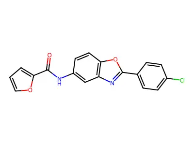 N-[2-(4-chlorophenyl)-1,3-benzoxazol-5-yl]furan-2-carboxamide structure