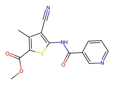 Methyl 4-cyano-3-methyl-5-(pyridine-3-carbonylamino)thiophene-2-carboxylate structure