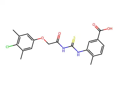 3-[[2-(4-chloro-3,5-dimethylphenoxy)acetyl]carbamothioylamino]-4-methylbenzoic acid structure