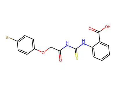 2-[[2-(4-Bromophenoxy)acetyl]carbamothioylamino]benzoic acid structure