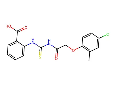 2-[[2-(4-Chloro-2-methylphenoxy)acetyl]carbamothioylamino]benzoic acid structure