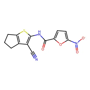 N-(3-cyano-5,6-dihydro-4H-cyclopenta[b]thiophen-2-yl)-5-nitrofuran-2-carboxamide structure