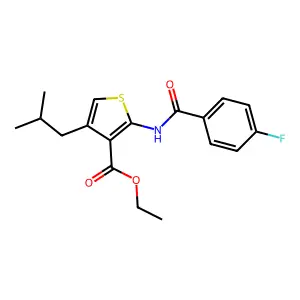 Ethyl 2-[(4-fluorobenzoyl)amino]-4-(2-methylpropyl)thiophene-3-carboxylate structure