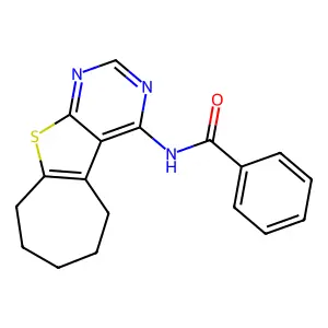 N-(6,7,8,9-tetrahydro-5H-cyclohepta[4,5]thieno[2,3-d]pyrimidin-4-yl)benzamide structure